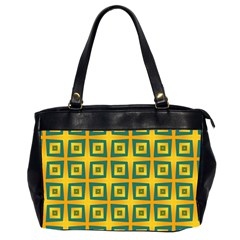 Green Plaid Star Gold Background Oversize Office Handbag (2 Sides)