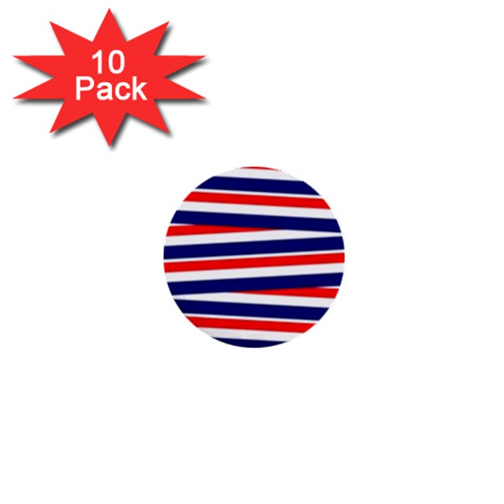 Patriotic Ribbons 1  Mini Buttons (10 pack) 