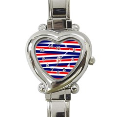 Patriotic Ribbons Heart Italian Charm Watch