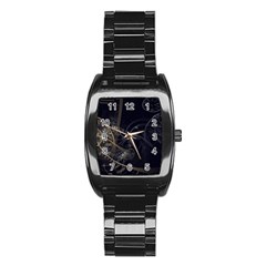 Fractal Abstract Rendering Stainless Steel Barrel Watch by Bajindul