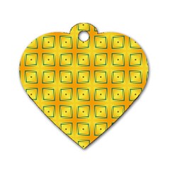 Green Plaid Gold Background Dog Tag Heart (two Sides) by HermanTelo