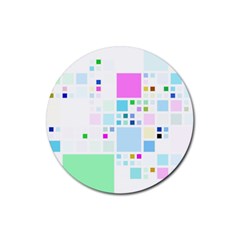 Square Colorful Pattern Geometric Rubber Coaster (round)  by Pakrebo