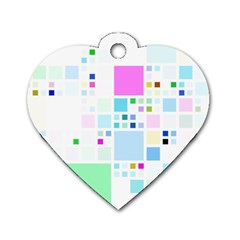 Square Colorful Pattern Geometric Dog Tag Heart (one Side) by Pakrebo