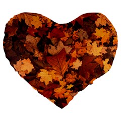 Fall Foliage Autumn Leaves October Large 19  Premium Heart Shape Cushions by Pakrebo