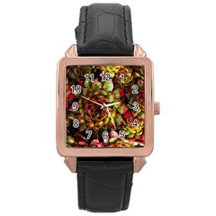 Plant Succulents Succulent Rose Gold Leather Watch  by Pakrebo