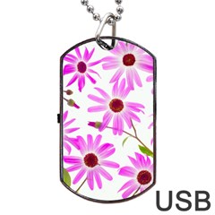 Pink Purple Daisies Design Flowers Dog Tag USB Flash (One Side)