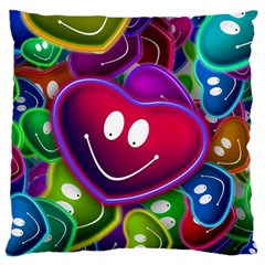 Heart Smile Love Many Friendly Large Cushion Case (one Side) by Pakrebo