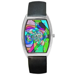 Retro Wave Background Pattern Barrel Style Metal Watch by Pakrebo