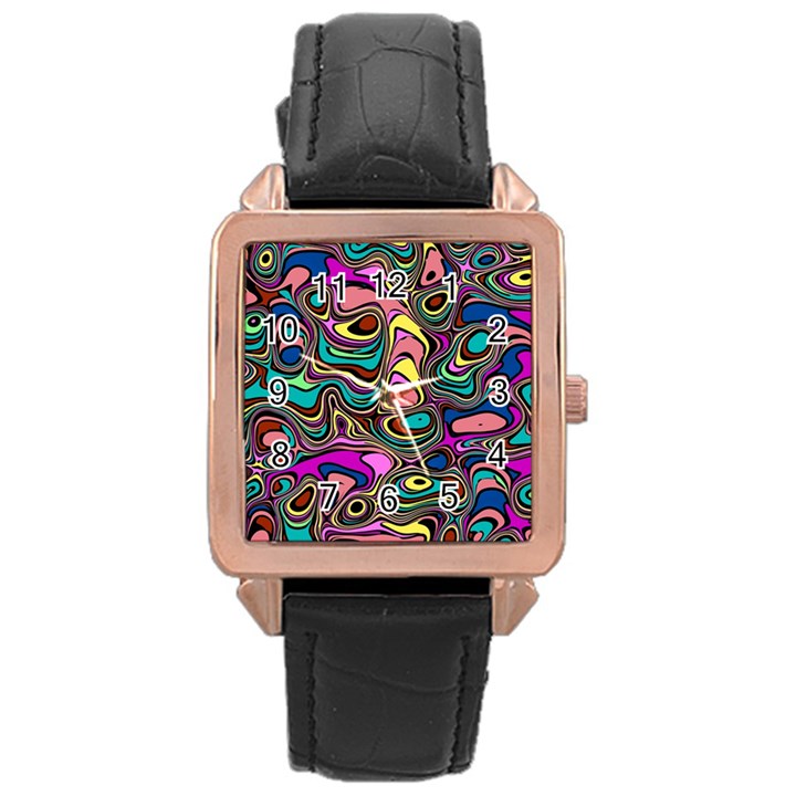 Bending Turn Distort Wave Modern Rose Gold Leather Watch 