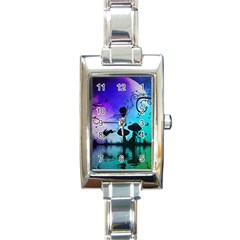 Cute Fairy Dancing In The Night Rectangle Italian Charm Watch by FantasyWorld7