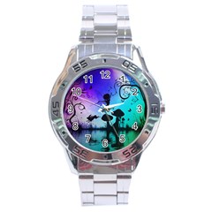 Cute Fairy Dancing In The Night Stainless Steel Analogue Watch by FantasyWorld7