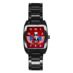 Happy 4th Of July Stainless Steel Barrel Watch by FantasyWorld7