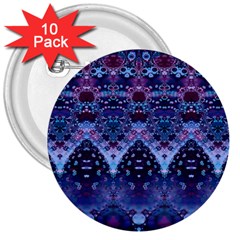 Blue Elegance Elaborate Fractal Fashion 3  Buttons (10 Pack) 