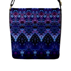 Blue Elegance Elaborate Fractal Fashion Flap Closure Messenger Bag (l) by KirstenStar