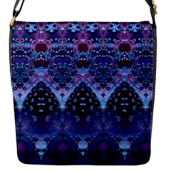 Blue Elegance Elaborate Fractal Fashion Flap Closure Messenger Bag (s)