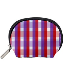 Gingham Pattern Line Accessory Pouch (small) by HermanTelo