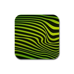 Wave Green Rubber Square Coaster (4 Pack)  by HermanTelo