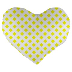 Yellow White Large 19  Premium Heart Shape Cushions