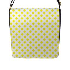 Yellow White Flap Closure Messenger Bag (l)