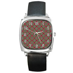 Decorative Flower Square Metal Watch by Bajindul