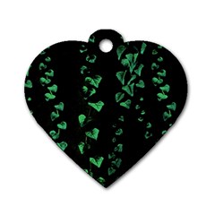 Botanical Dark Print Dog Tag Heart (two Sides)