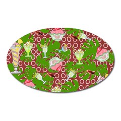 Ice Cream Tropical Pattern Oval Magnet