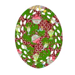 Ice Cream Tropical Pattern Oval Filigree Ornament (two Sides) by snowwhitegirl