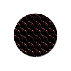 Flamingo Pattern Black Magnet 3  (round) by snowwhitegirl
