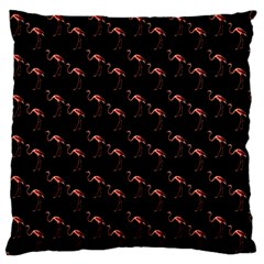 Flamingo Pattern Black Large Flano Cushion Case (two Sides) by snowwhitegirl
