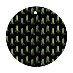 Cactus Black Pattern Round Ornament (two Sides)