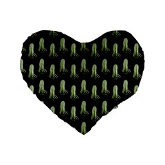 Cactus Black Pattern Standard 16  Premium Heart Shape Cushions by snowwhitegirl