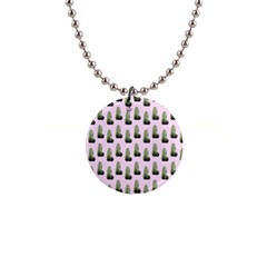 Cactus Pink Pattern 1  Button Necklace by snowwhitegirl
