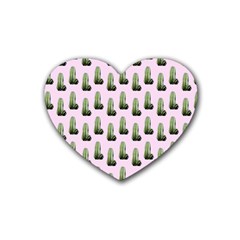 Cactus Pink Pattern Heart Coaster (4 Pack) 