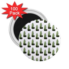 Cactus White Pattern 2 25  Magnets (100 Pack) 