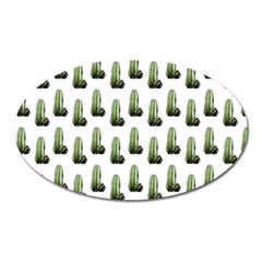 Cactus White Pattern Oval Magnet