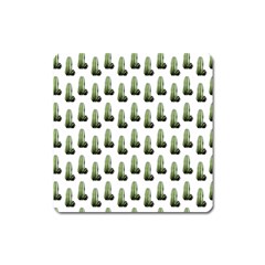 Cactus White Pattern Square Magnet by snowwhitegirl