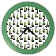 Cactus White Pattern Color Wall Clock by snowwhitegirl