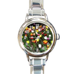 Tulips  Round Italian Charm Watch by Riverwoman