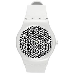 Geometric Tile Background Round Plastic Sport Watch (m) by Bajindul