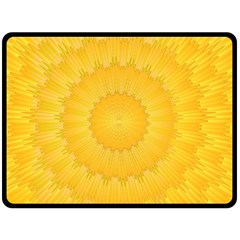 Wave Lines Yellow Double Sided Fleece Blanket (large)  by HermanTelo