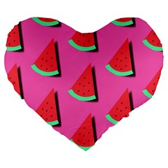 Fresh Watermelon Slices Large 19  Premium Heart Shape Cushions by VeataAtticus