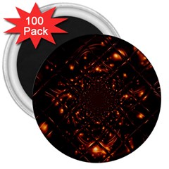 Fire Glass Fractal 3  Magnets (100 Pack) by Pakrebo