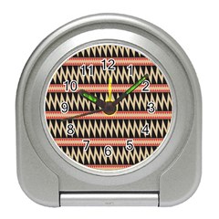 Zigzag Ethnic Pattern Background Travel Alarm Clock by Pakrebo