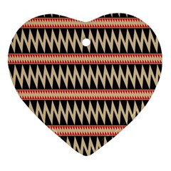 Zigzag Ethnic Pattern Background Heart Ornament (two Sides)