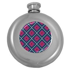 Purple Textile And Fabric Pattern Round Hip Flask (5 Oz)