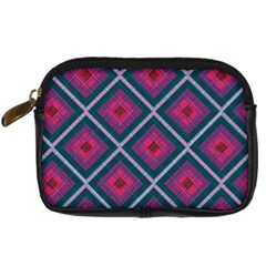 Purple Textile And Fabric Pattern Digital Camera Leather Case