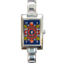 Hungarian Mandala Flower Rectangle Italian Charm Watch