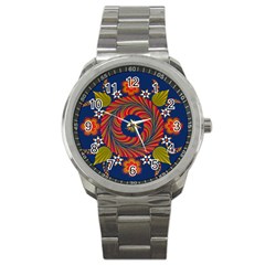 Hungarian Mandala Flower Sport Metal Watch