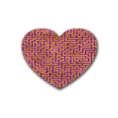 Gold Purple Abstract Background Rubber Coaster (heart)  by Pakrebo