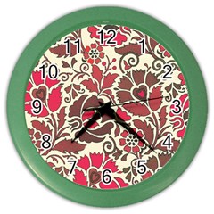 Floral Ethnic Pattern Color Wall Clock by Pakrebo